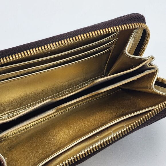 Michael Kors Coated Canvas Monogram Brown Zip Wallet Wristlet - Picture 5 of 8